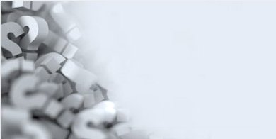 3D-Fragezeichen auf grauweissem Verlaufshintergrund