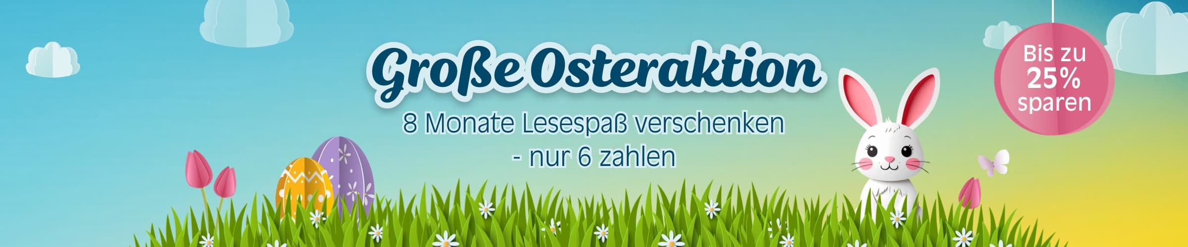 Zeitschriftenaktion zum Valentinstag: 7 Monate verschenken, nur 6 zahlen – mit Blumen-Deko.